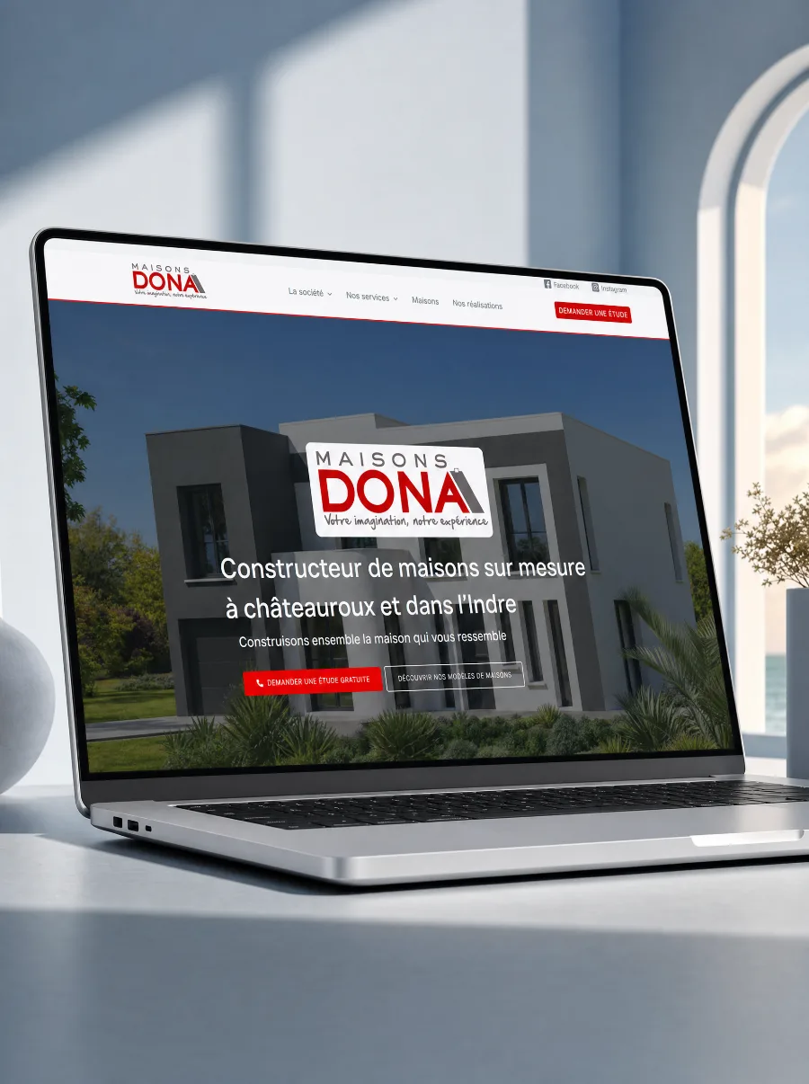 Le site de Maison Dona sur un écran d'ordinateur portable